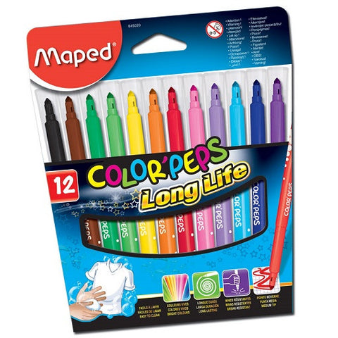 Marcadores Color'Peps Larga Vida de 12 Pzas. Maped