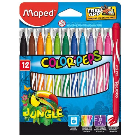 Marcadores Color'Peps Jungle de 12 Pzas. Maped