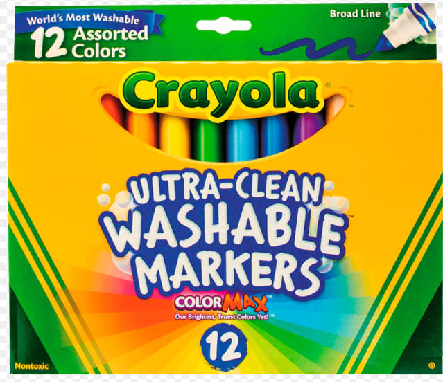 Marcadores washables, 12pzs, Crayola